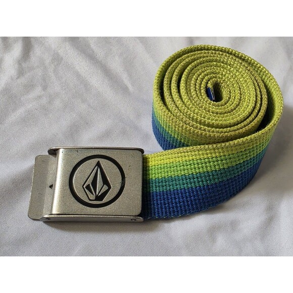 RARE Volcom Striped Belt Metal Buckle Clothing Apparel Men Size 34 Y2K Colorful - Picture 1 of 6